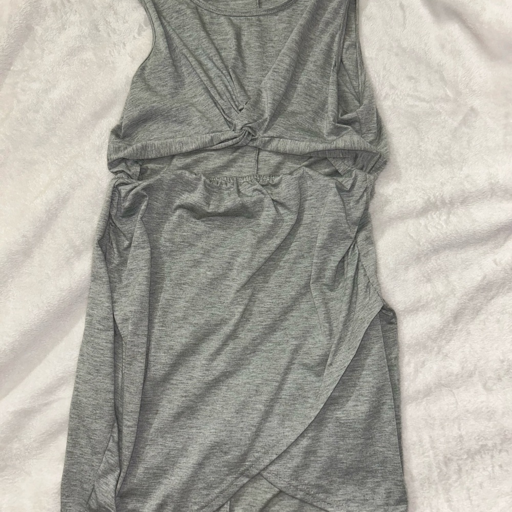 Gray Sleeveless Twist Front Dress in large